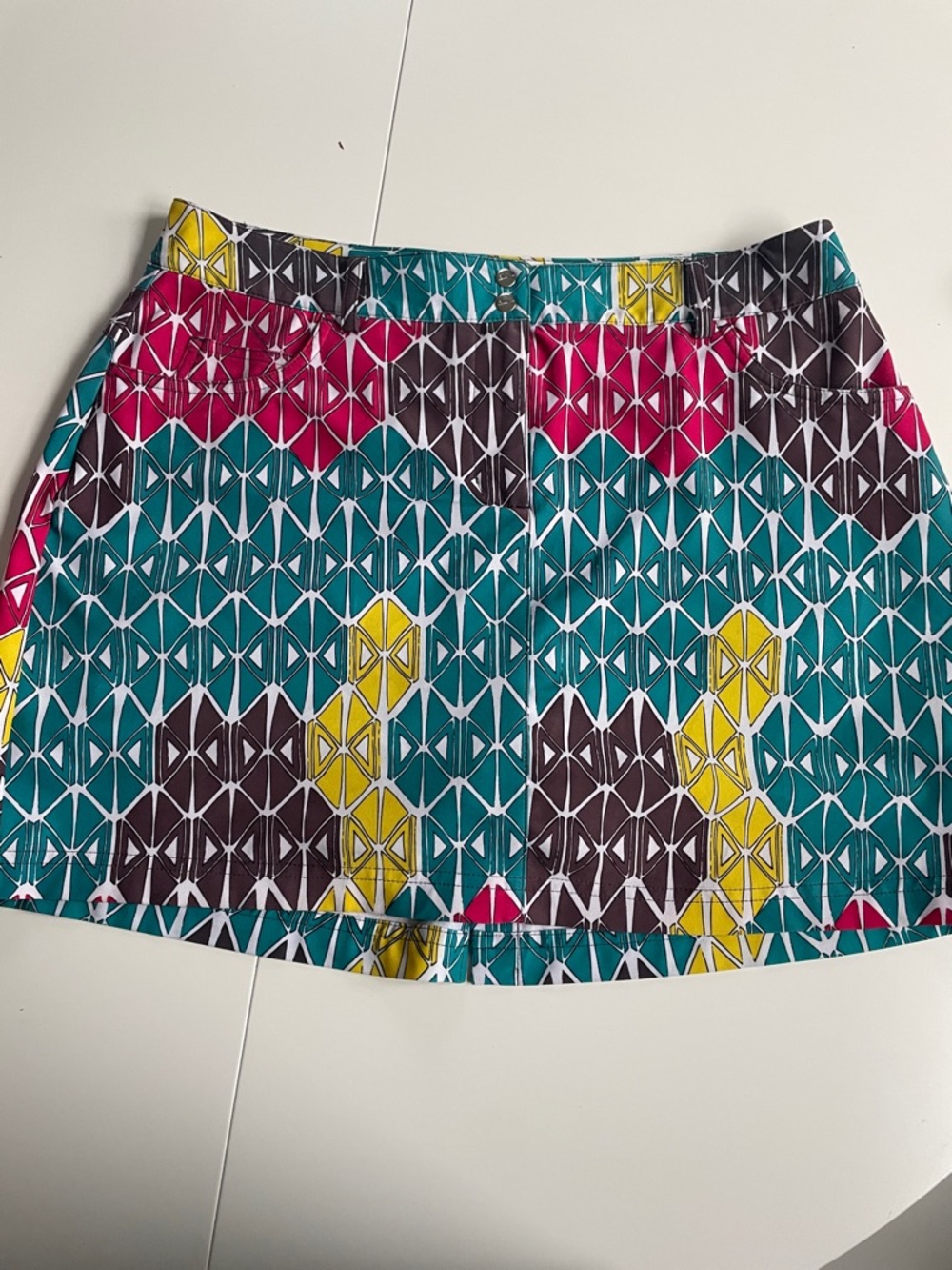 Slazenger Teal Pink Yellow Brown Geometric Mini Skirt